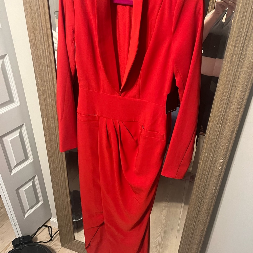 REVOLVE Red Ruched Plunge Gown